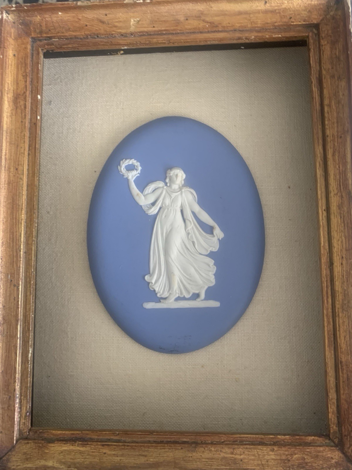 WEDGWOOD BLUE JASPERWARE DANCING WOMAN WITH VICTORY WREATH 1790 UNITED KINGDOM