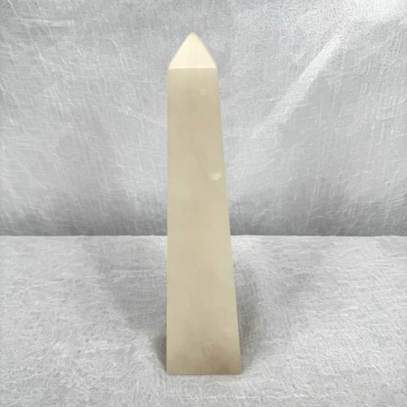 Light Stone Alabaster Obelisk Handcrafted in Italy 10in Tall MCM Decor