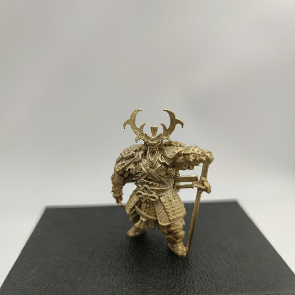 1.8″Solid Brass Original Color Japanese Shogun Samurai Soldier Model Ornament