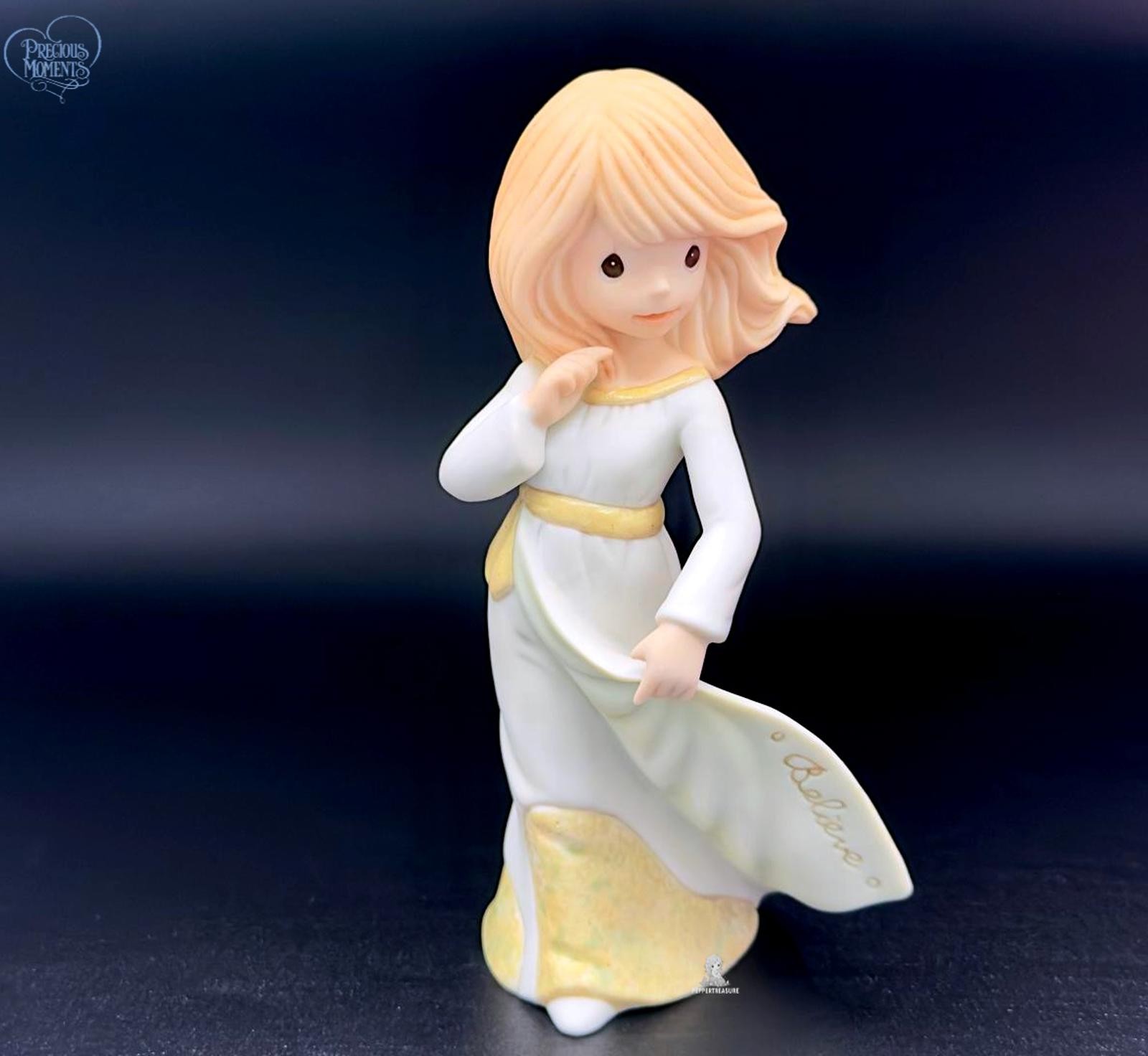 Rare Precious Moments Collectible Figurine Girl in Flowing White Dress HTF