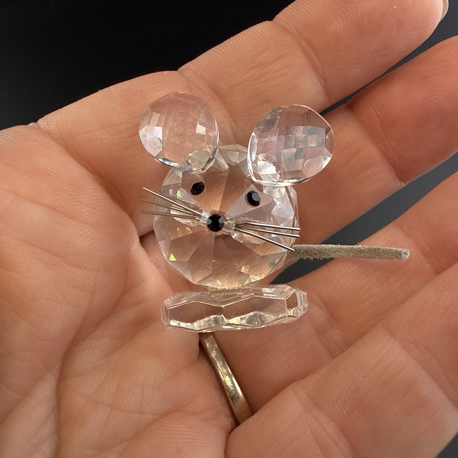 Swarovski Replica Mouse Crystal Figurine Set of 2 Farm Mice Box Leather Tail
