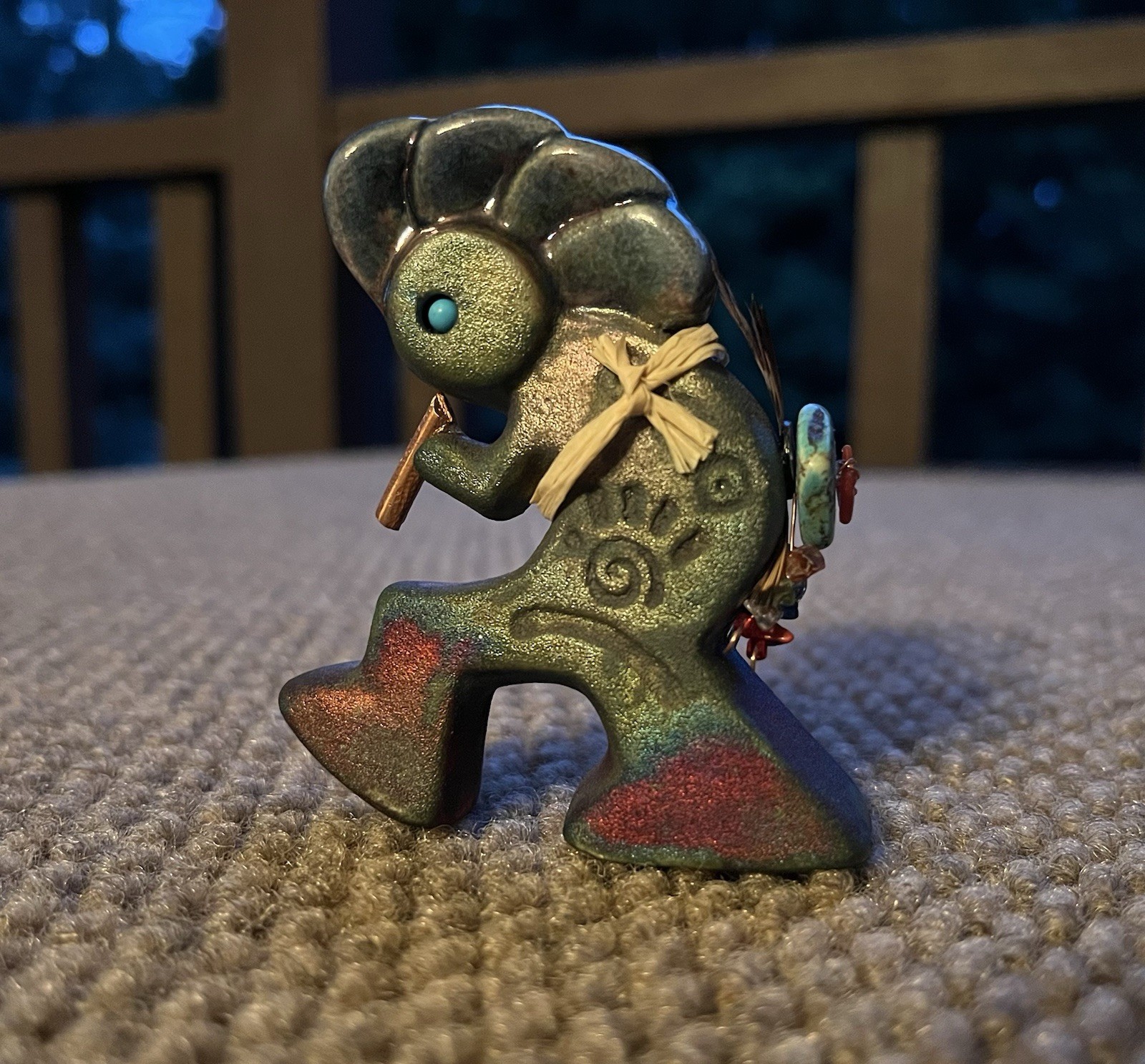 Jeremy Diller Raku Kokopelli figurine Sacred Spirit fertility, music and joy