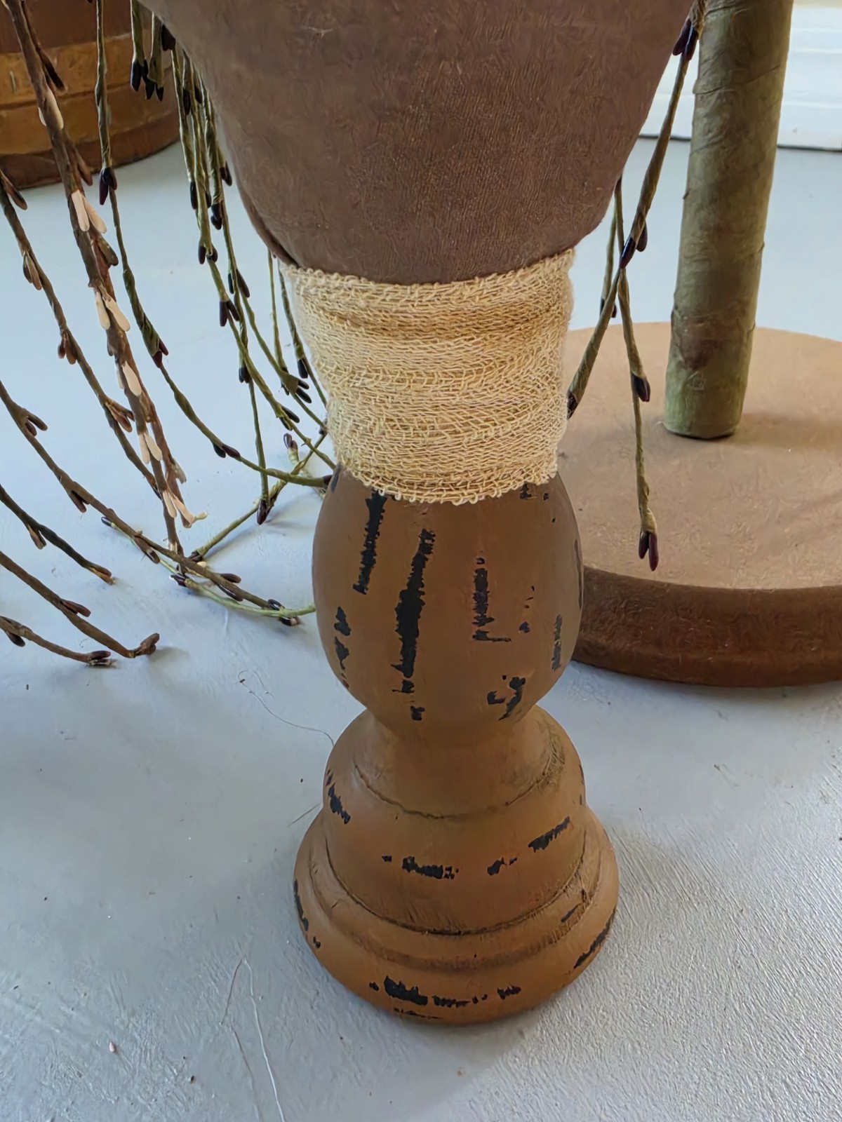 PRIMITIVE Eagle Patriotic Fabric/Wood Figure w/Metal Bell Star 15”