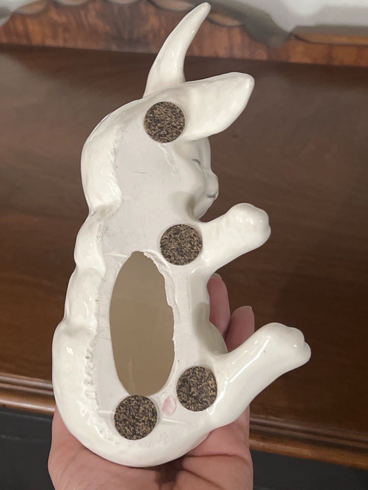 Vintage Sleeping Bunny Rabbit Shelf Sitter Ceramic Mantel Display White