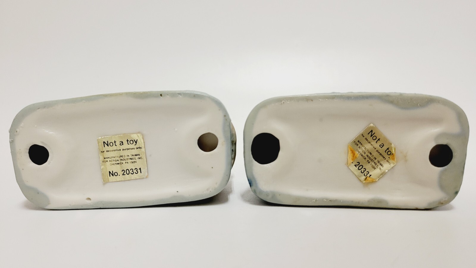 Praying Girl & Boy w/ Lamb Figurine Candle Toothpick Holder Set of 2 Vtg 1980s
