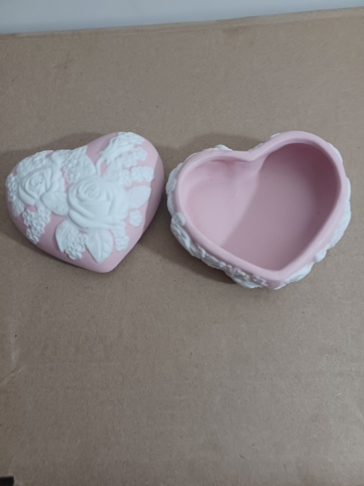 San Francisco Music Company Ornate Pink Jasperware Heart Tricket Box Pre-owned