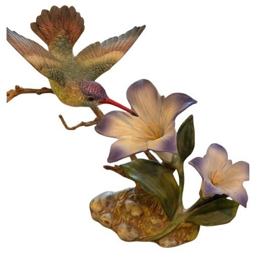 Maruri USA Hummingbird Figurine Gentian Fine Porcelain Bronze 1989 H-8903 Small