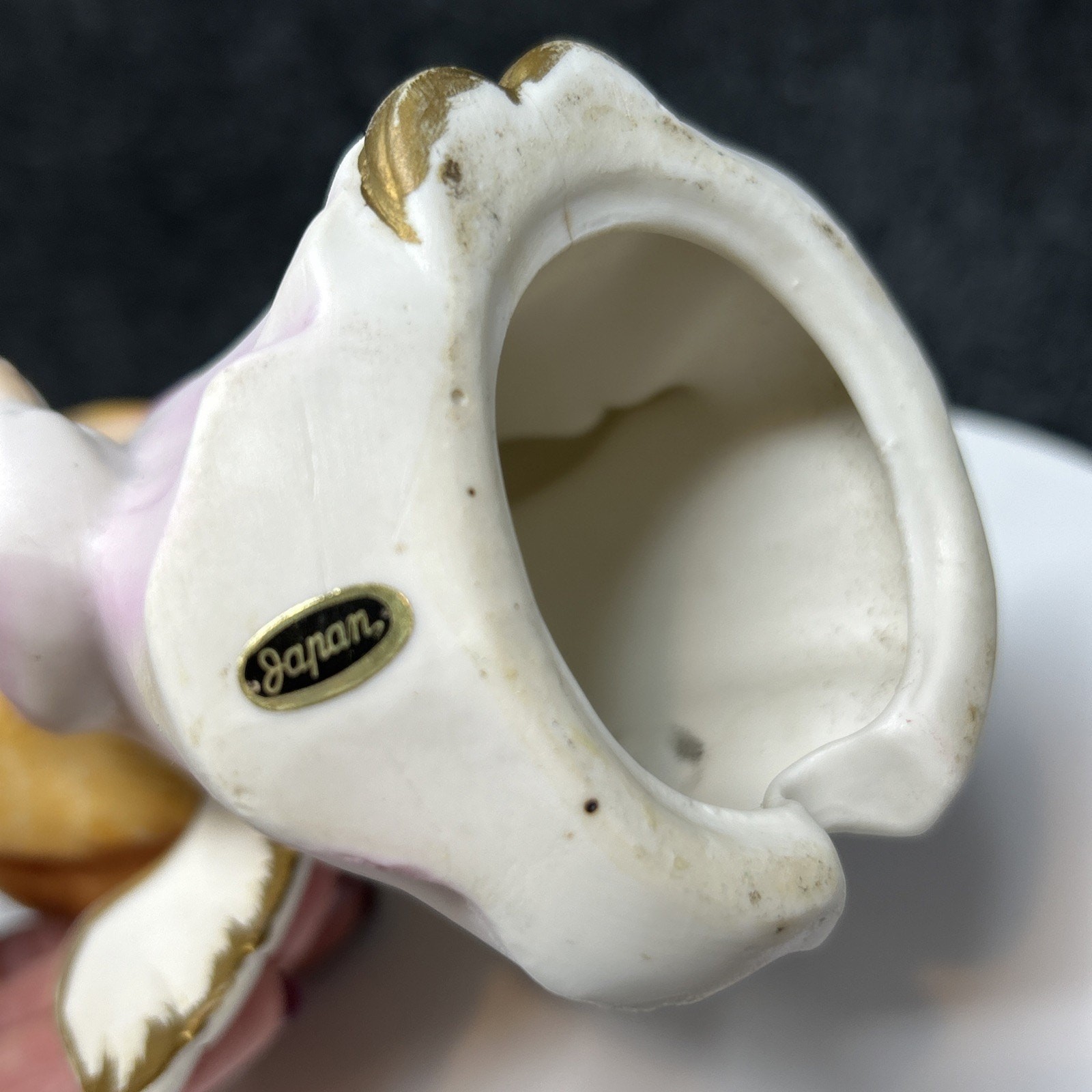 Vintage Ceramic Girl Angel Figurine Holding Candle 5.5″ Night Light Cover JAPAN