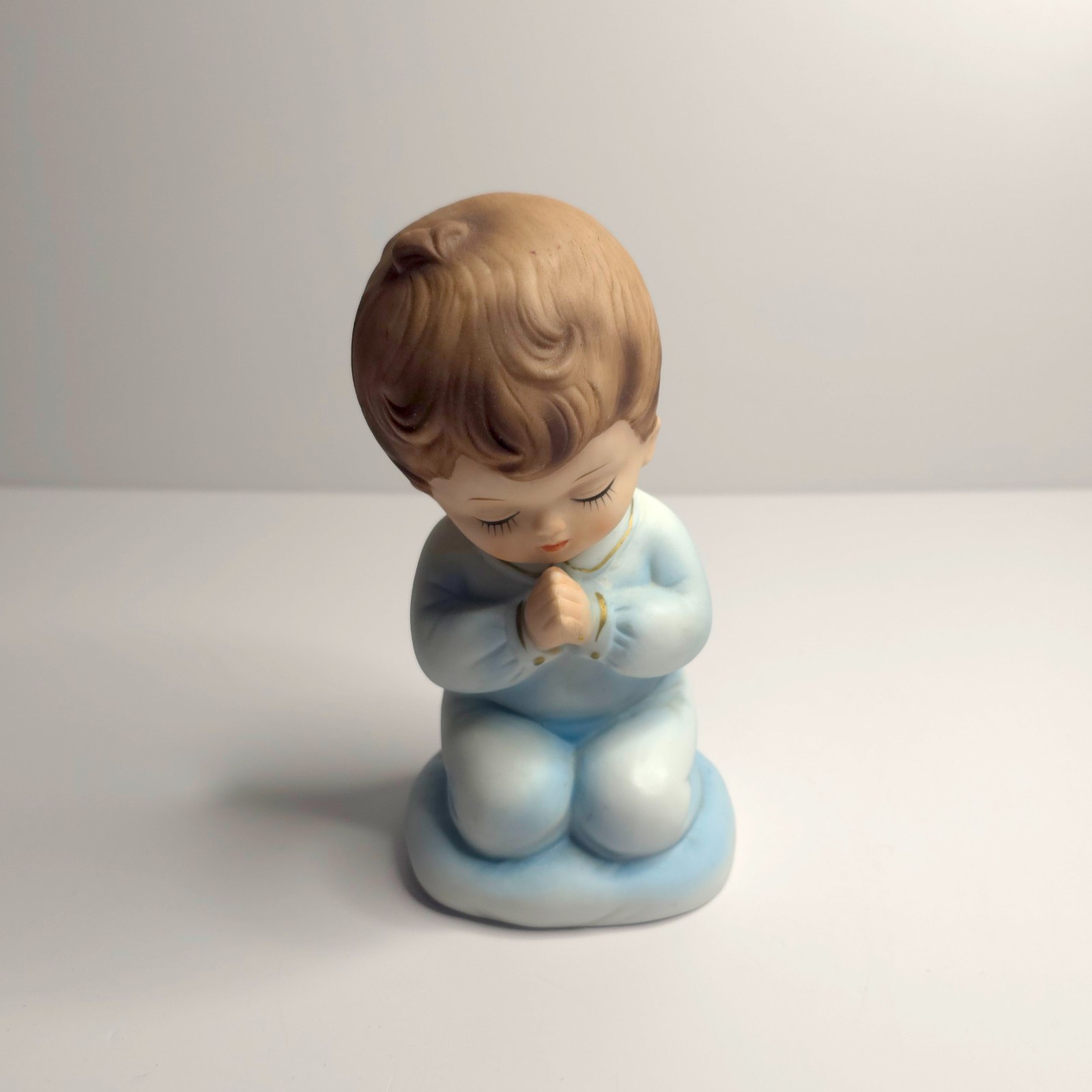 Vintage Lefton Praying Boy Child #06625 Blue Figure Figurine China
