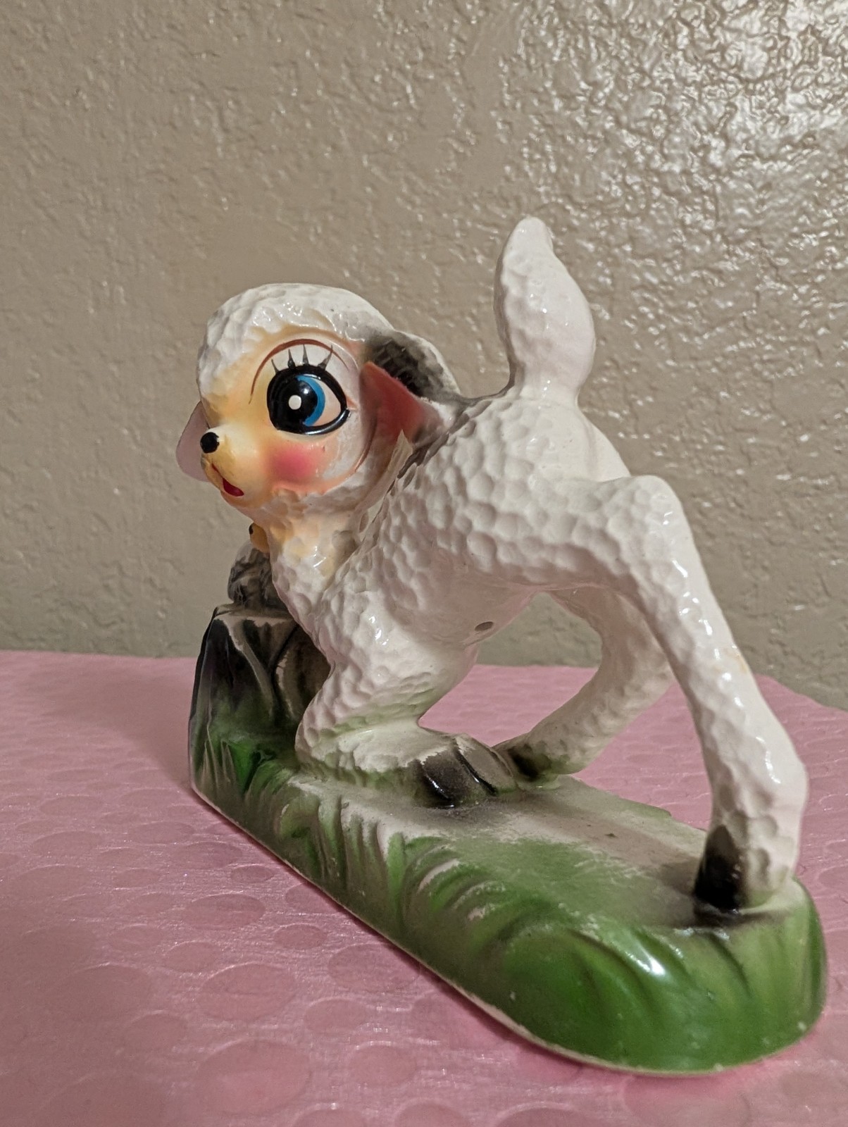 Vintage UCAGCO Japan Anthropomorphic Lamb Figurine Big Eyes Sheep Kitsch 1950s