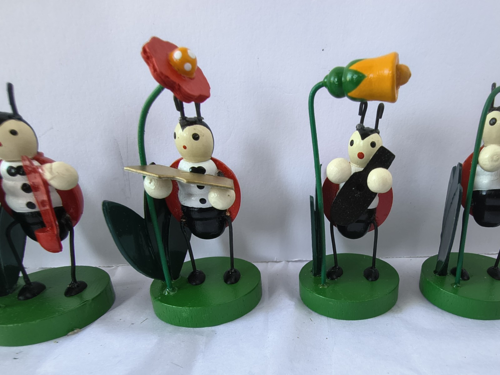 Lot of 8 Ladybug Flower Figurines New Collectible Shelf Decor