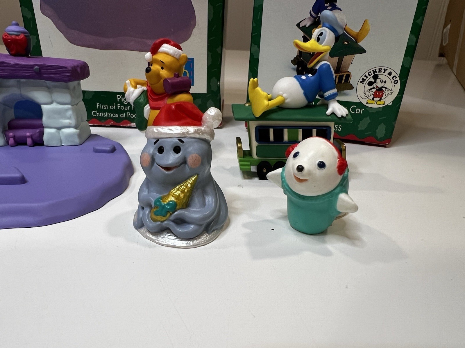 Lot of 9 Vintage Hallmark Merry Miniatures Lot Eeyore Pooh Donald Crab Octopus
