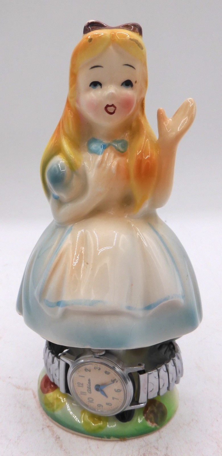 Walt Disney Wales Japan 1960 Alice in Wonderland Figurine and US Time Watch
