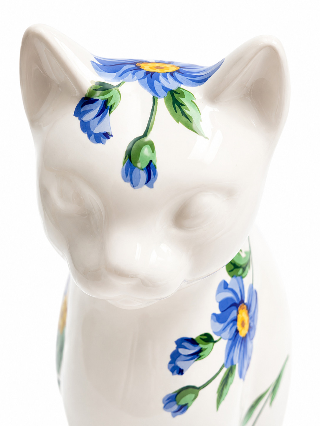 Tiffany Co 1996 Sintra Floral Cat Figurine Hand Painted Porcelain Portugal MIB