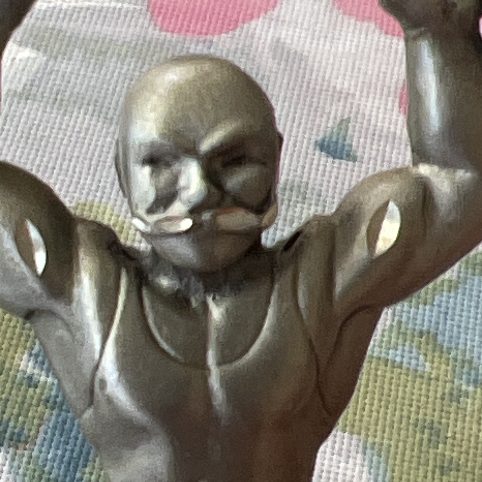 1985 Cutter Pewter Weightlifter Figurine Rainbow Crystal Barbell Ends 3D Effect
