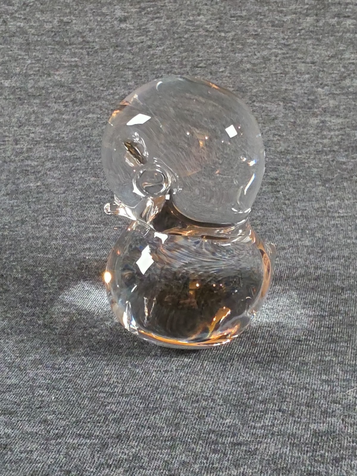 Vintage Swedish FM Konstglas Clear Baby Duck Figurine/Paperweight 3.50″