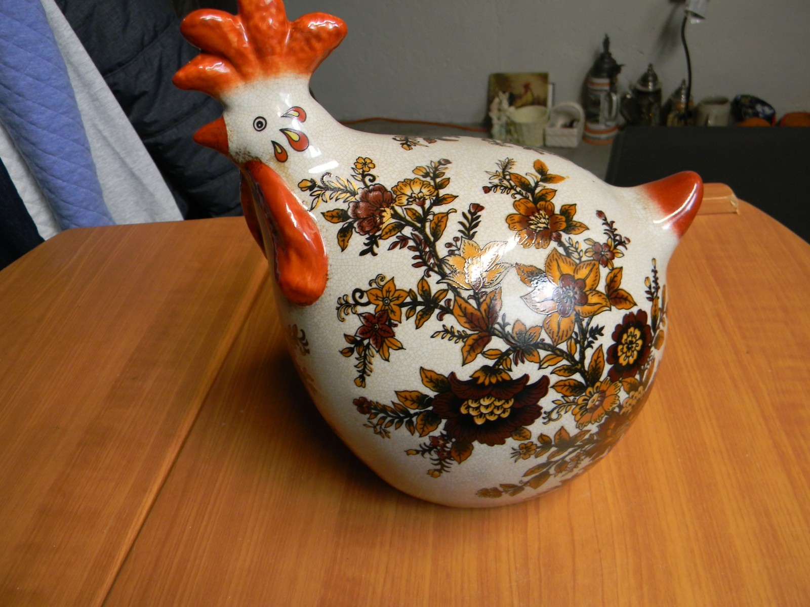 Vintage Decorative Art Ceramic Fat Chicken Hen Figurine 10″ Glazed Home Décor