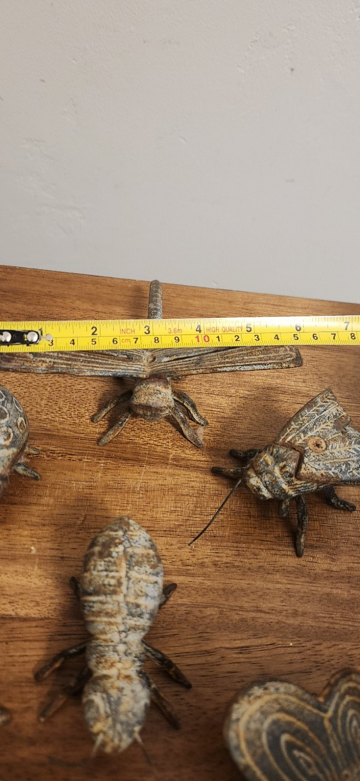 6 Vtg Cast Iron Bugs, Bee, DragonFly,HouseFly,Grasshopper, Butterfly,LadyBug,Ant