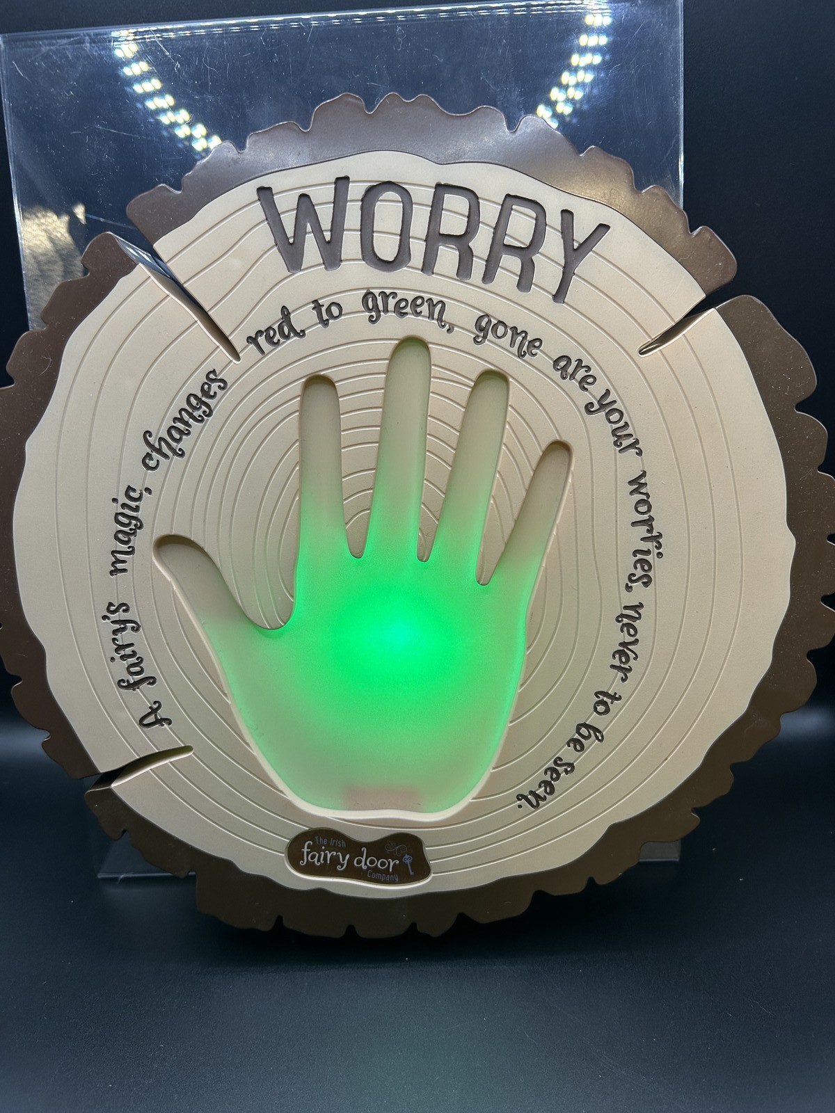 The Irish Fairy Door Company Worry Plaque Light-Up Wall Art Kids Room Decor Red