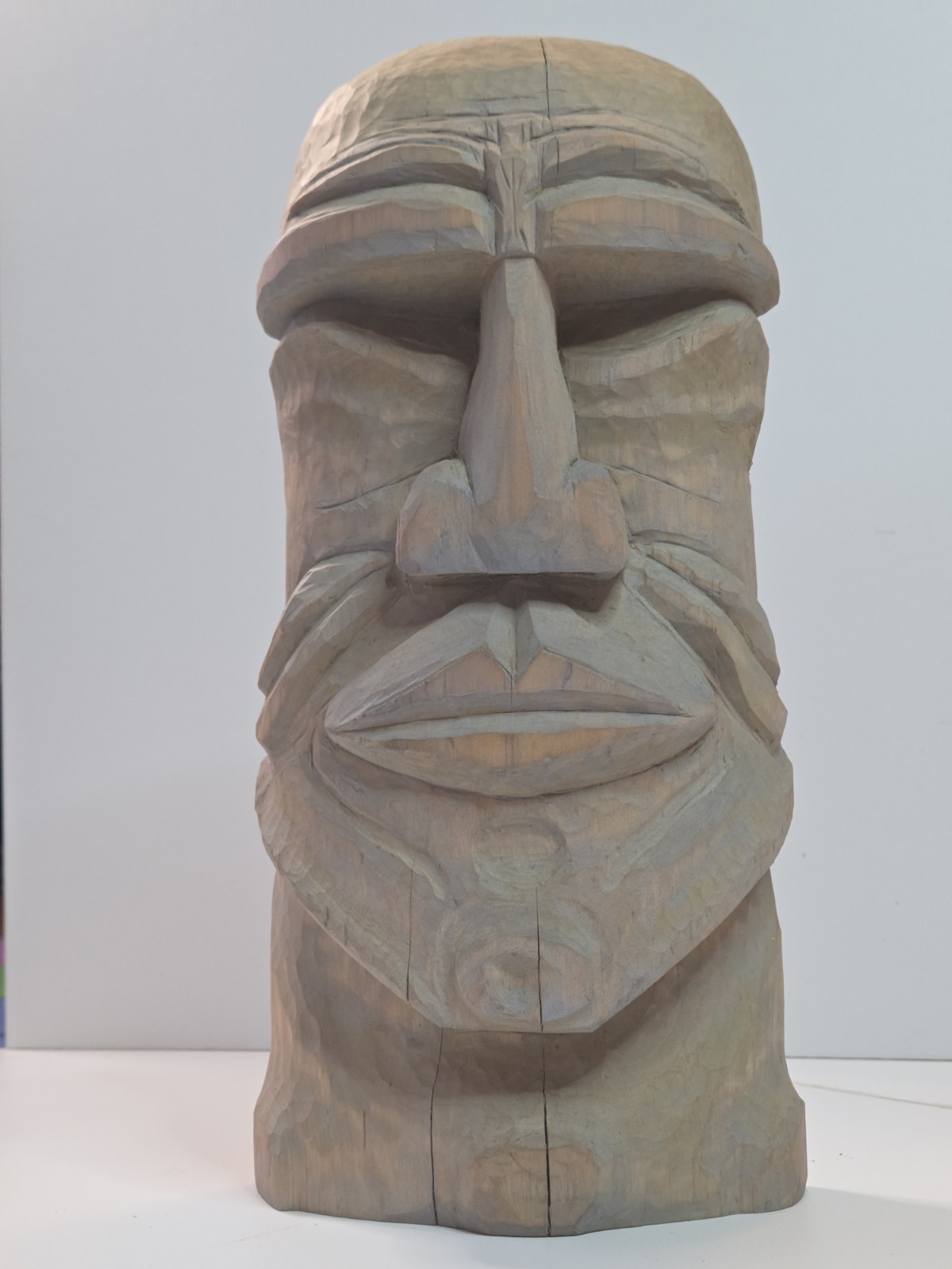 JH Hand-Carved Tribal Wood Sculpture Abstract Art Signed 15x7in 2024