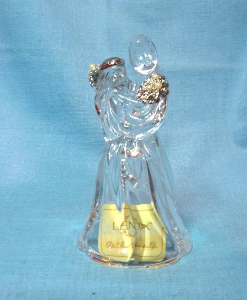 Lenox Crystal Bride & Groom Wedding Bell/Cake Topper w/Pearl Accents Germany