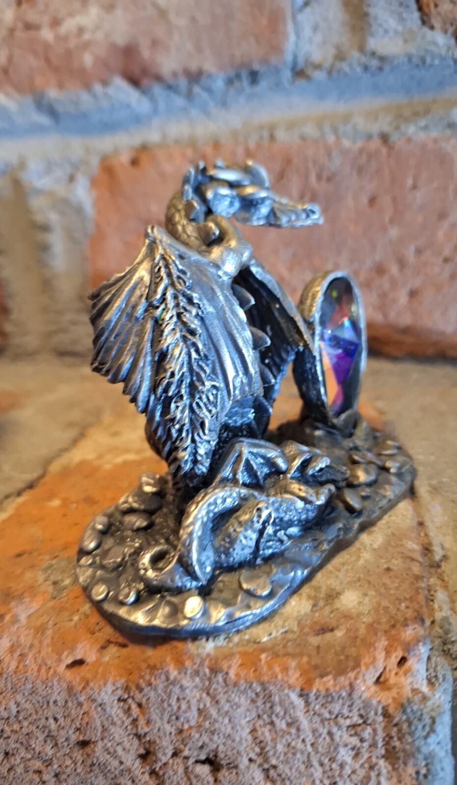 Pewter The Majestic Dragon Fantasy Figurine A G Slocomb 3″ Statue Jewel Vtg 3116