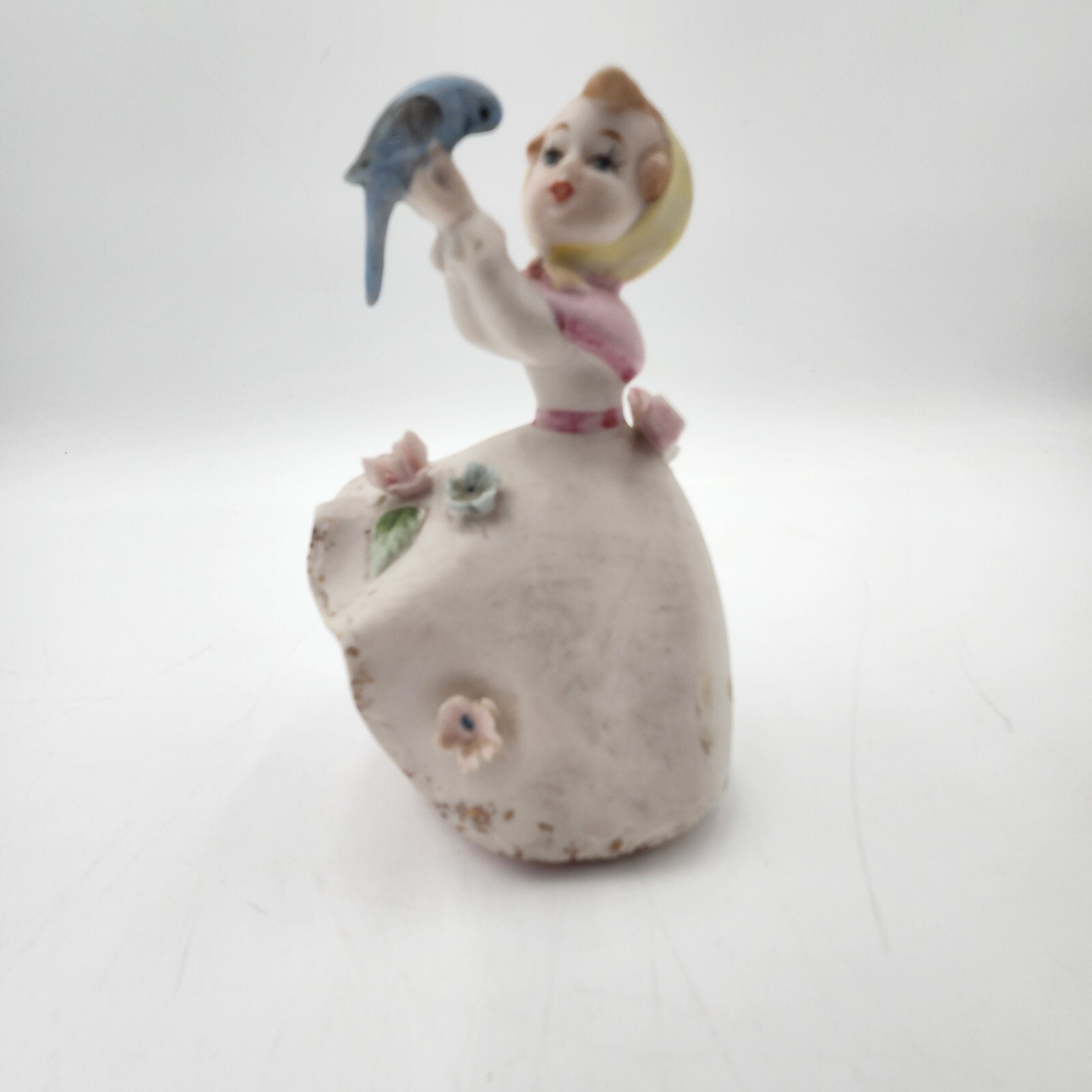 Vintage Brinn’s Lady with bird Made in Japan Porcelain ceramic Figurine Spring