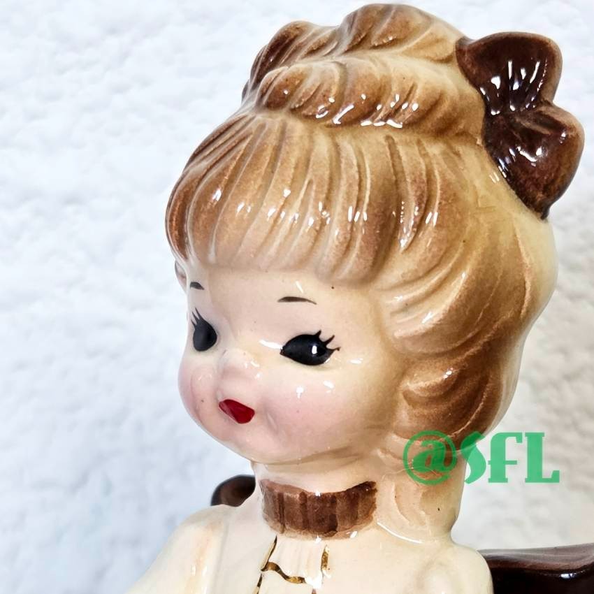 🐈Josef Originals Girl In Beige Dress Brown Bow Heels From The Dress Up Series