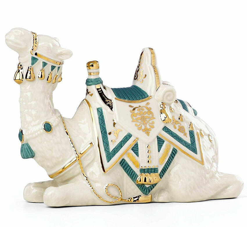 Lenox First Blessing Nativity Camel Figurine Laying Down Gold/Teal Trim New