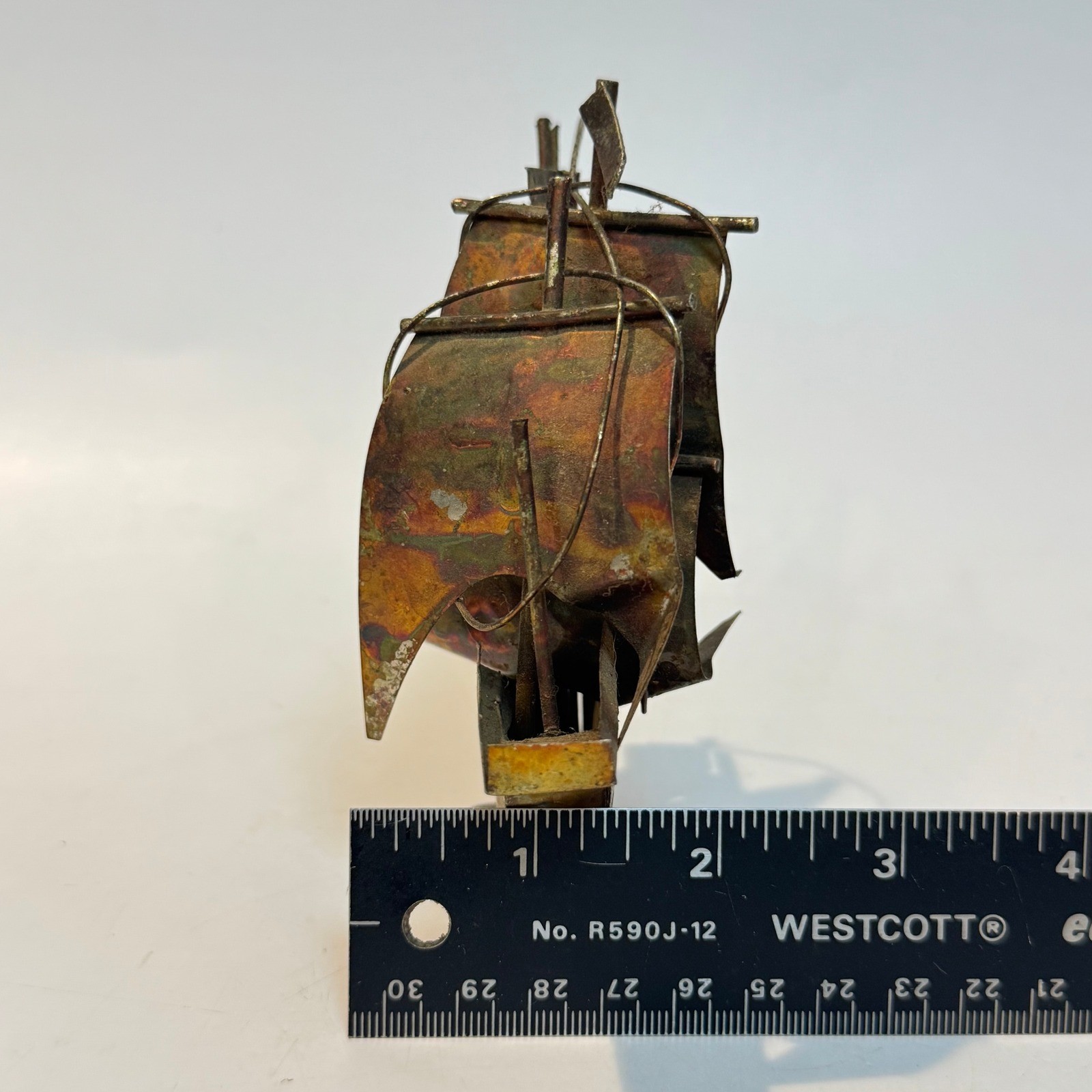 Vintage Pinta Sailing Ship Brutalist Abstract Metal Sculpture Hong Kong 70’s MCM