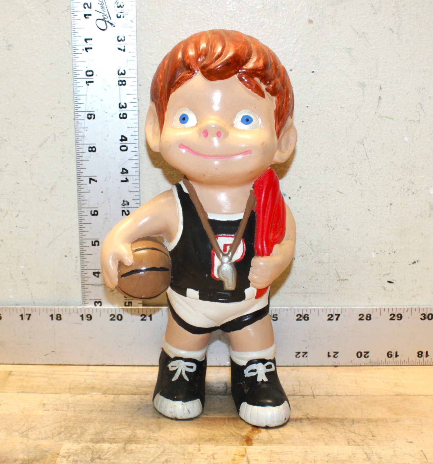 Vintage Hand Painted Ceramic Basketball Player Figurine 11″