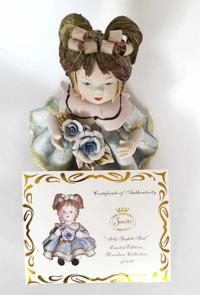 Sorelle Handcrafted Porcelain Molly Spaghetti Head Figurine COA Limited Edition