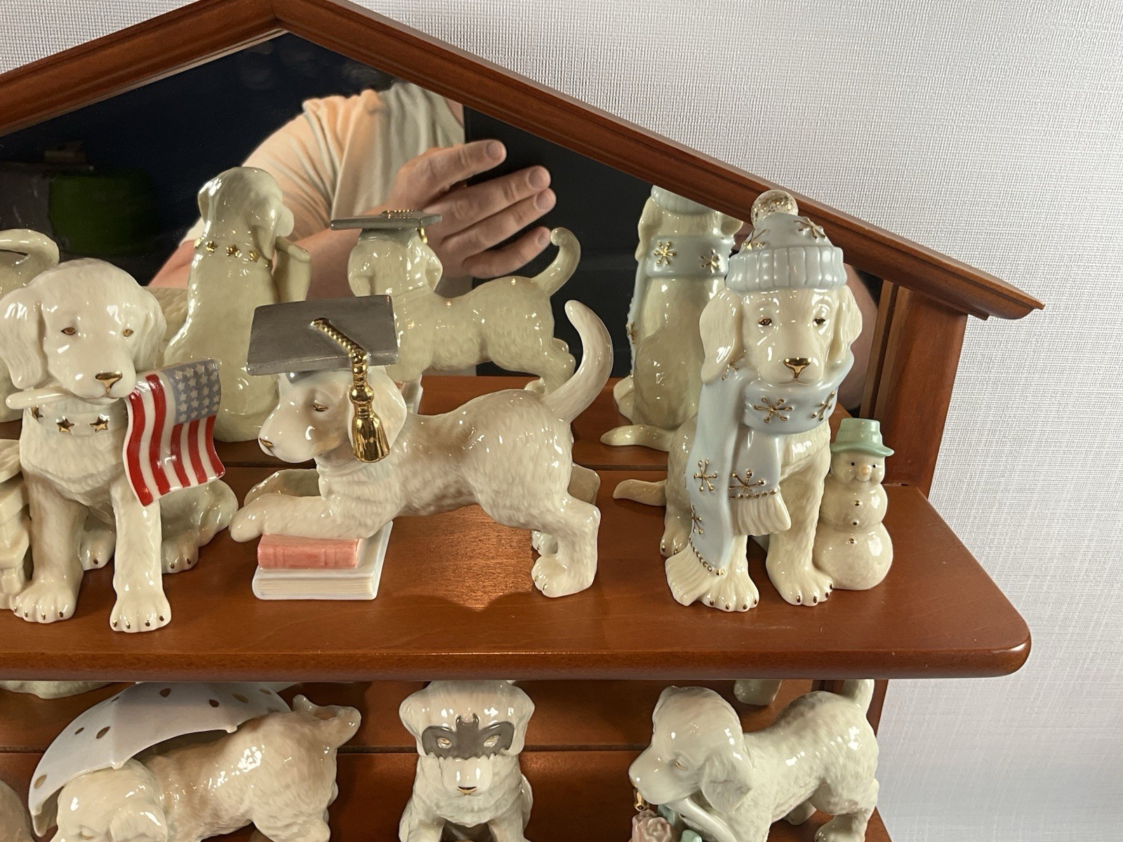 Lenox Golden Year Of Puppies Collection Complete With Shelf Display Excellent