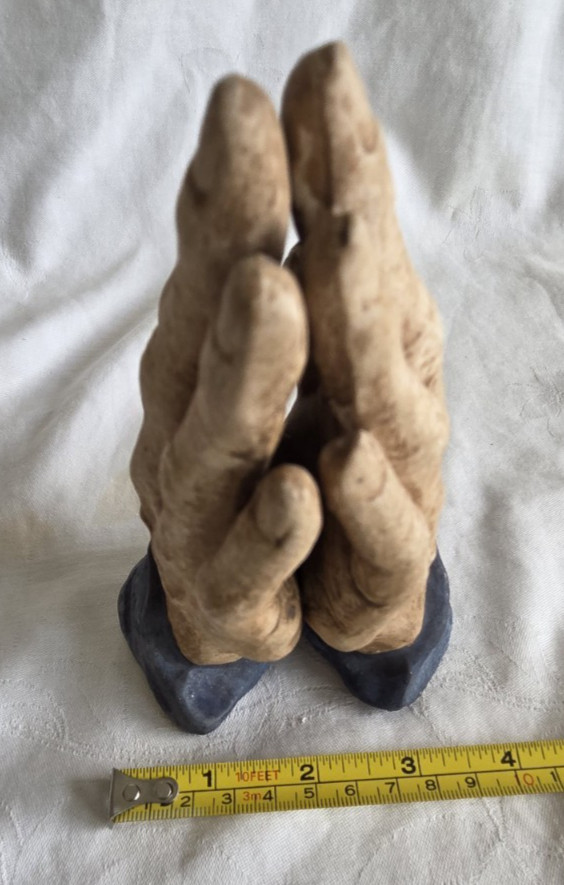 Praying Hands Sculpture Ucagco Ceramics Japan Figurine Figure Vtg Rustic Blue