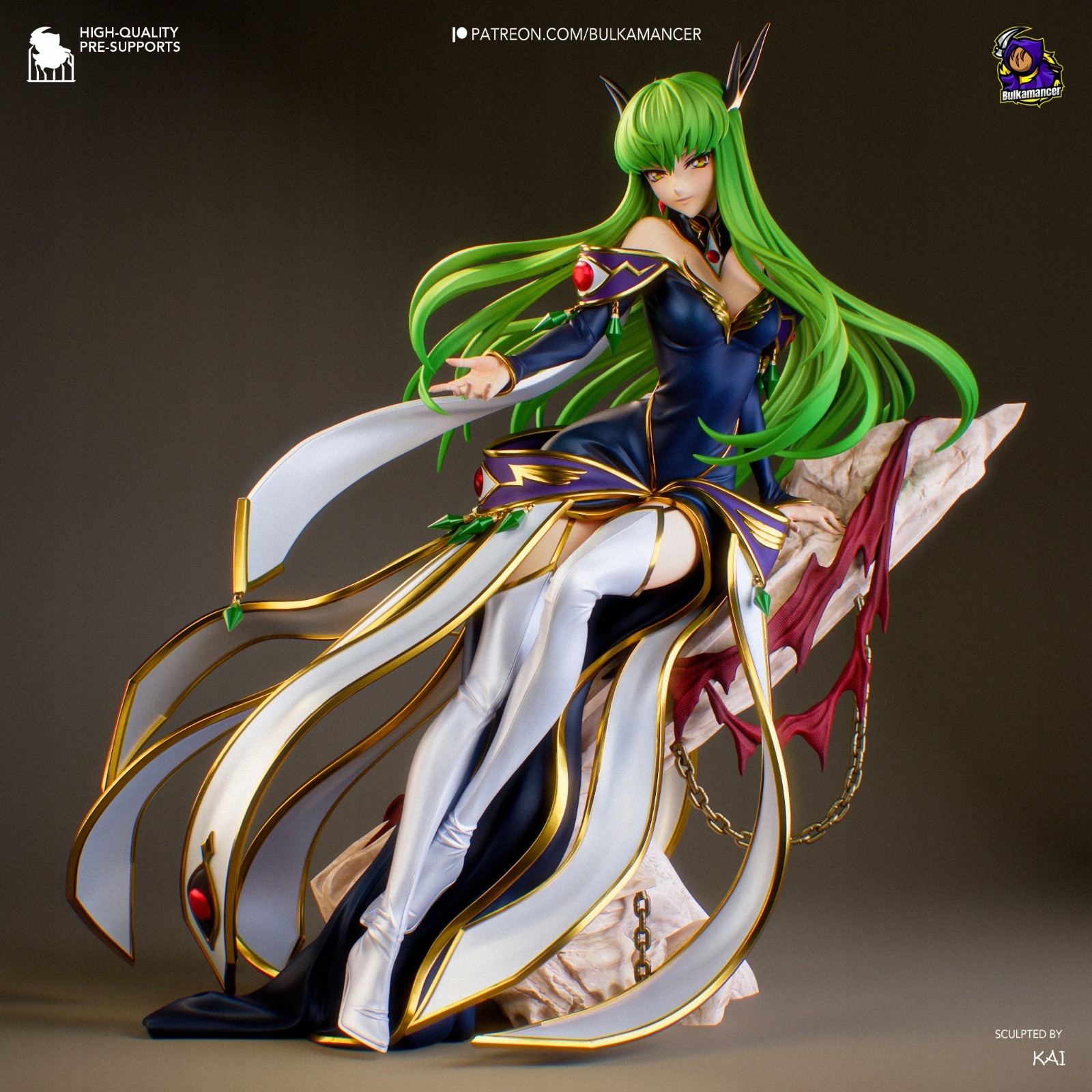 Green Witch Bulkamancer UNPAINTED 3D Printing on Demand – SFW figure model kit