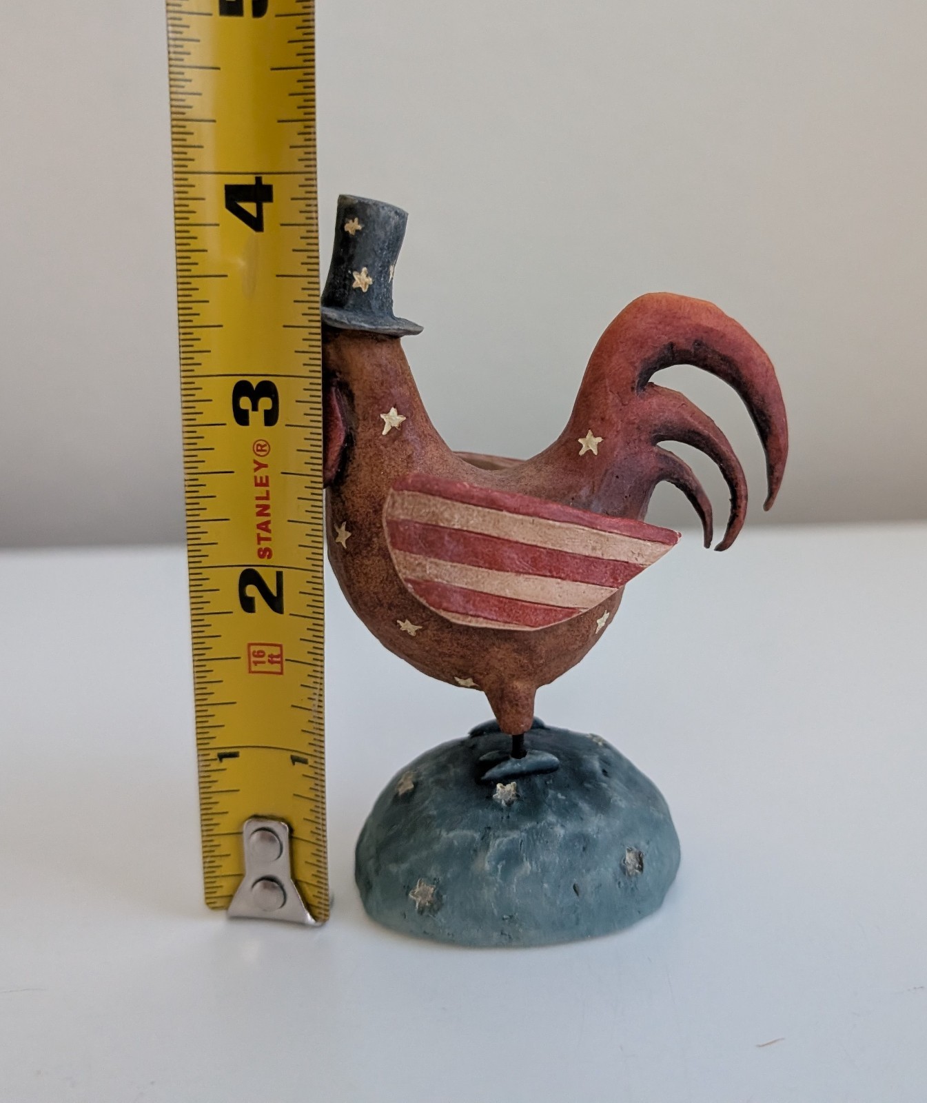 August Moon figurine rooster americana patriotic top hat folk art DiPaolo 2004