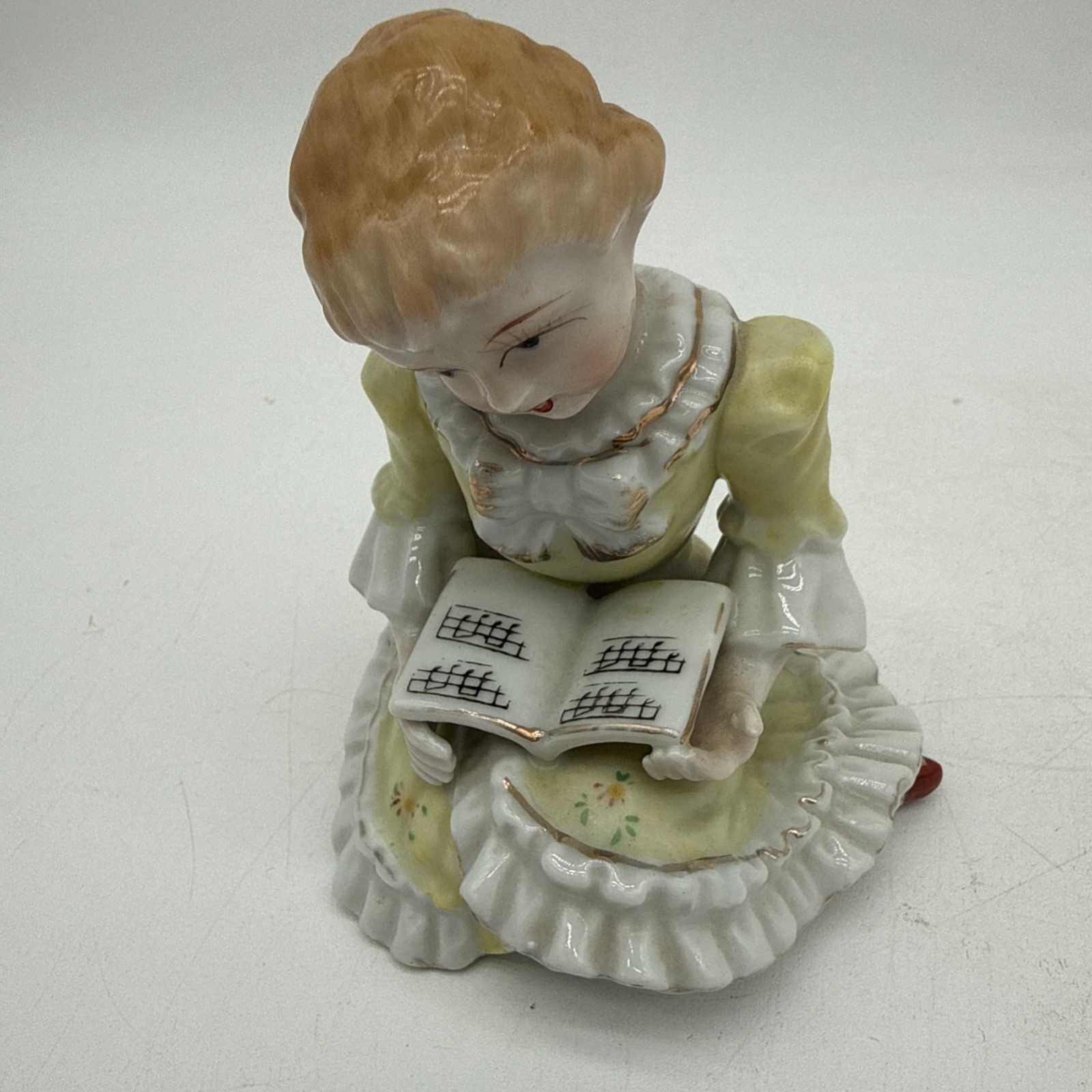 Vintage Young Lady With Sheet Music Book Porcelain Figurine Approx 4.5″x3.5″