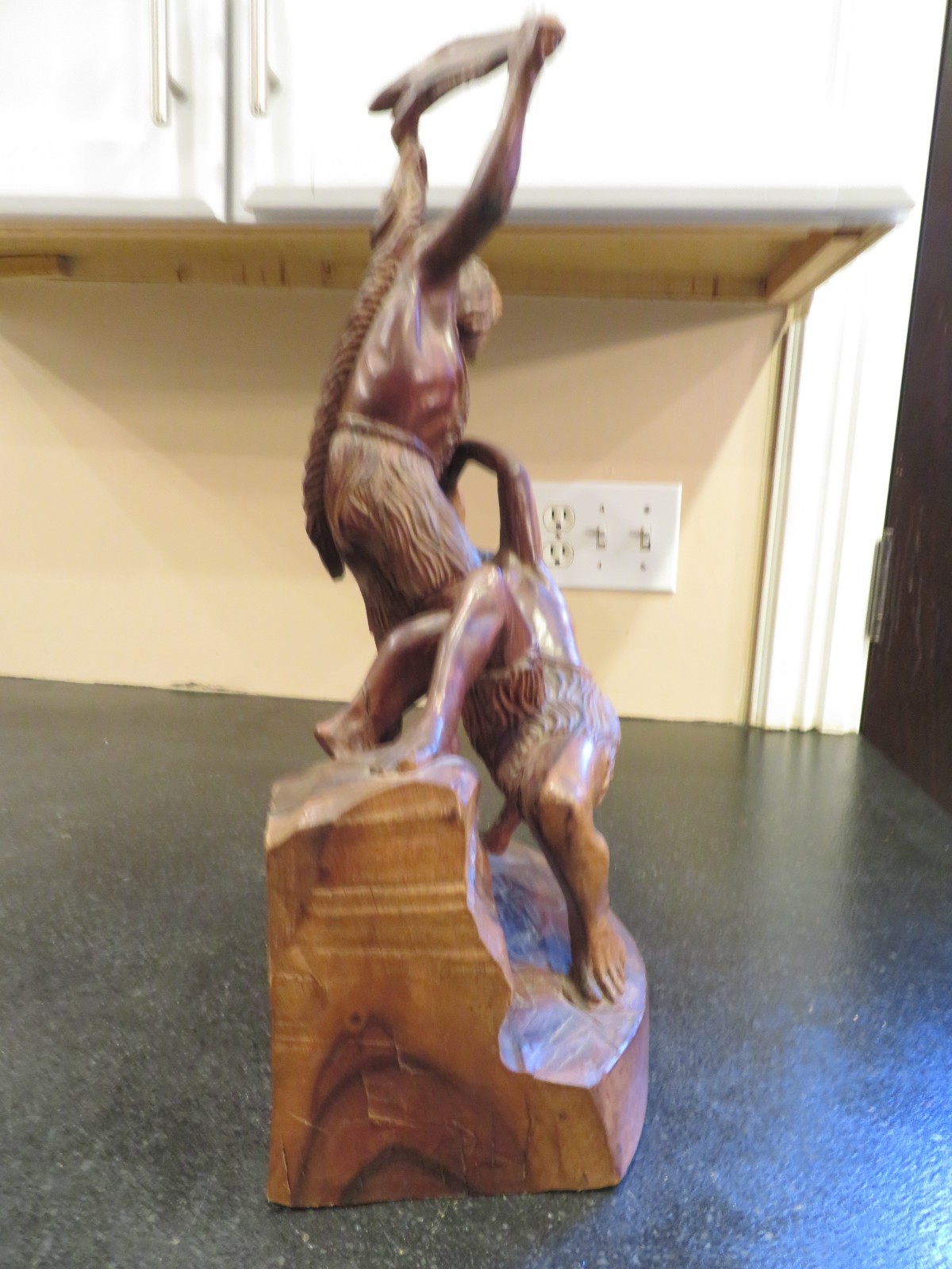 Large Vintage Hand Carved Wooden Sculpture Samson and The Philistines 19″