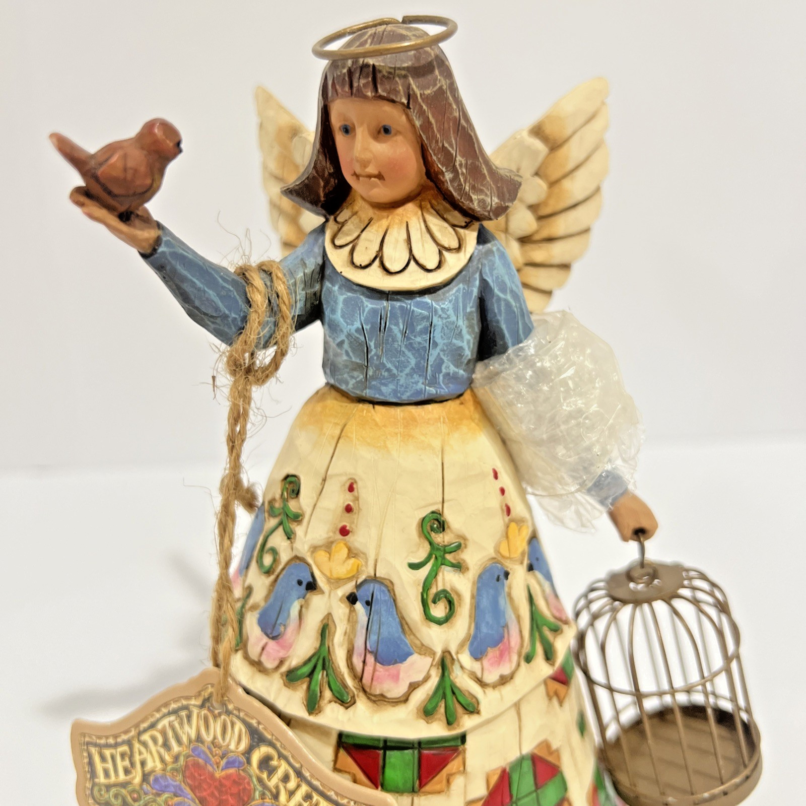 Jim Shore Heartwood Creek 2002 Bird & Cage 7 Inch Angel Statue C105168 – E119