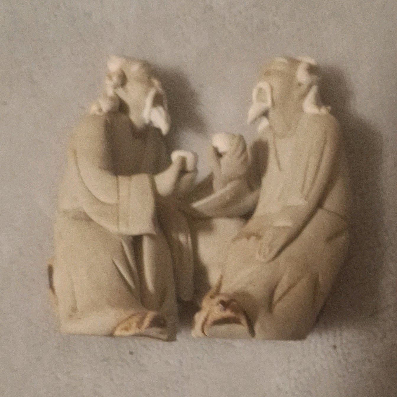 Unmarked Religious Couple People Resin Figurine Statue Set Beige Brown Adults