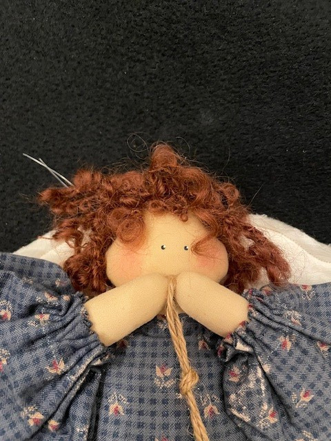 Country primitive ragdoll angel 14″ with wooden stars hang or sit (so cute!)