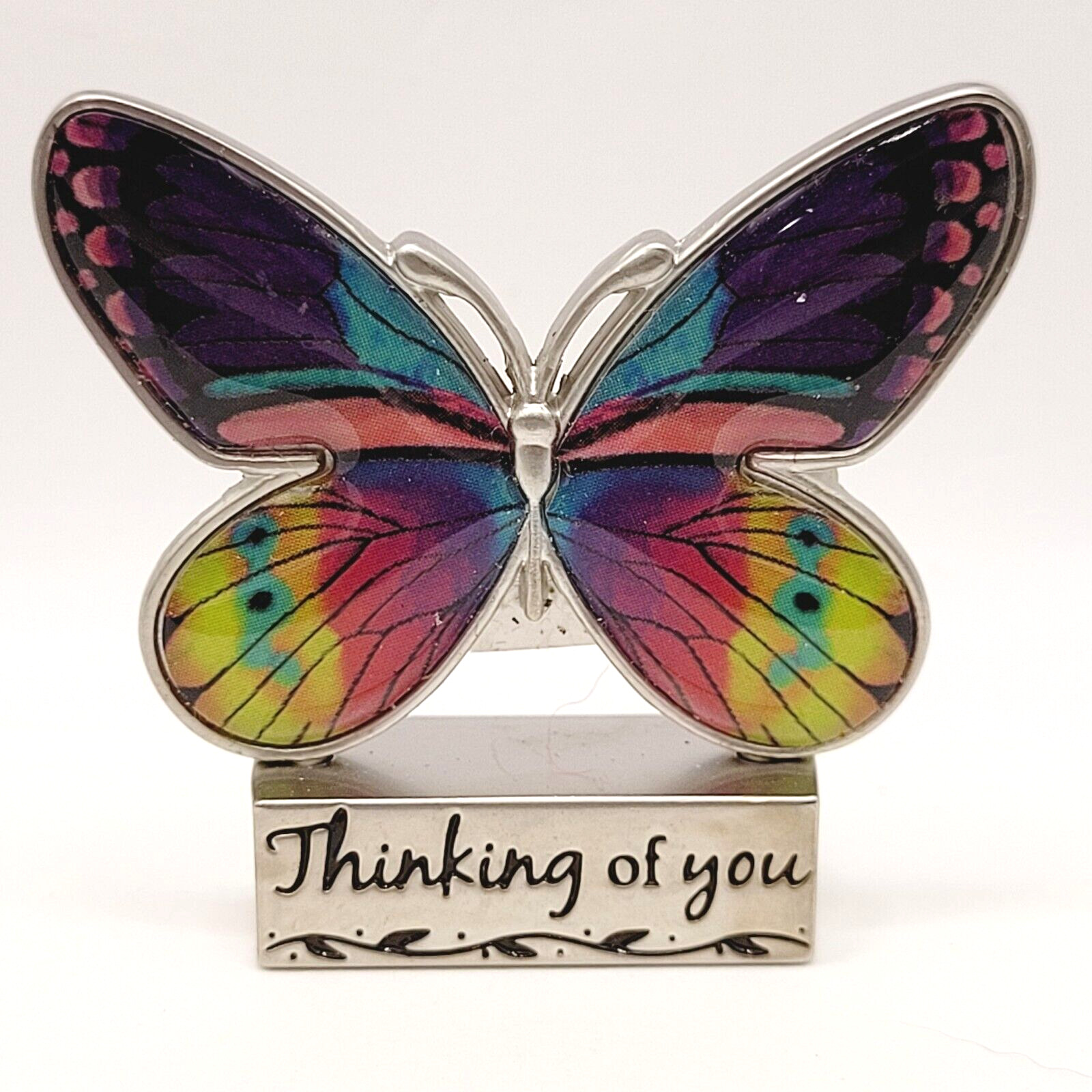 THINKING OF YOU Butterfly Figure Token Metal Desk Shelf Sitter Pocket Charm GANZ
