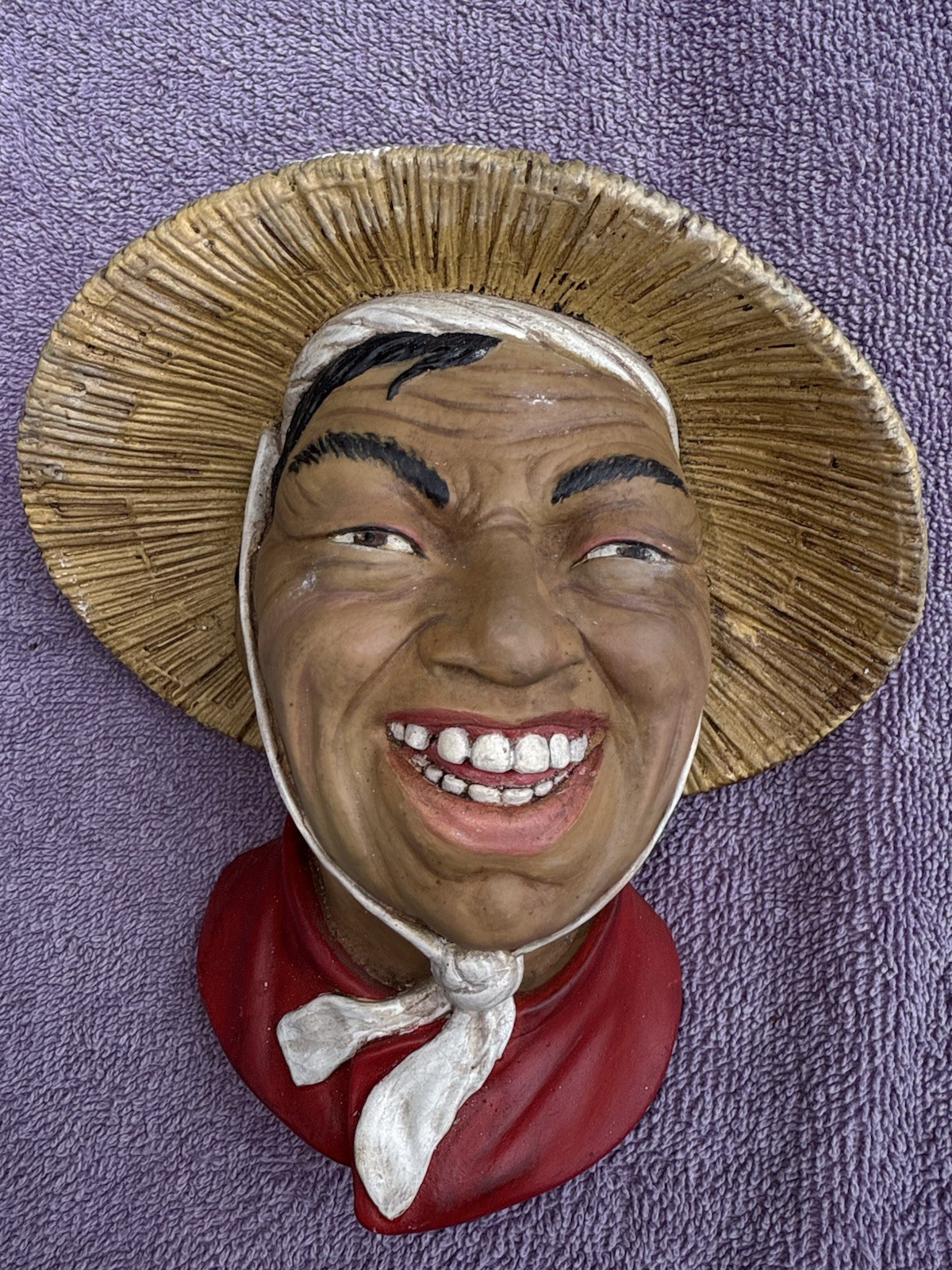Vintage 1963 United Kingdom Coolie Chalkware Wall Hanging Bust