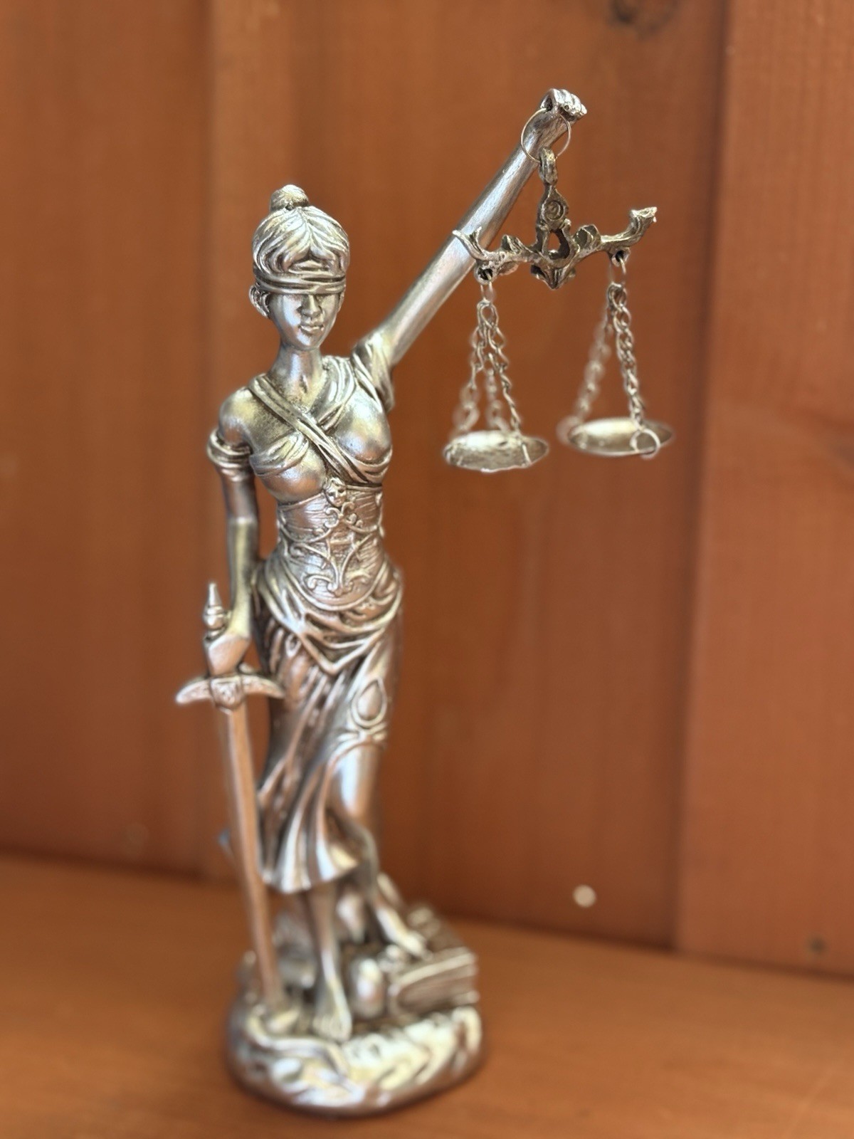 Lady Justice Figurine 8” Resin Sculpture in Gold Finish Law Office Decor