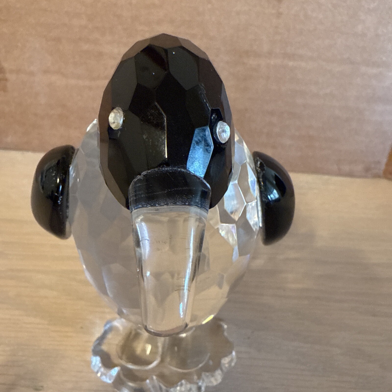 Shannon Crystal Penguin Figurine Black Clear Crystal 6-inches Tall
