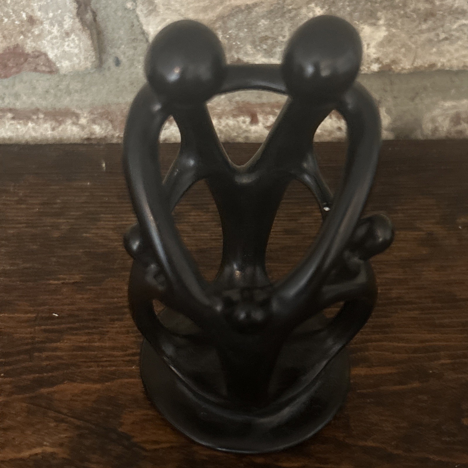 Modern Hand Carved SoapStone Family Sculpture Figurine Black Wonderful Gift Idea