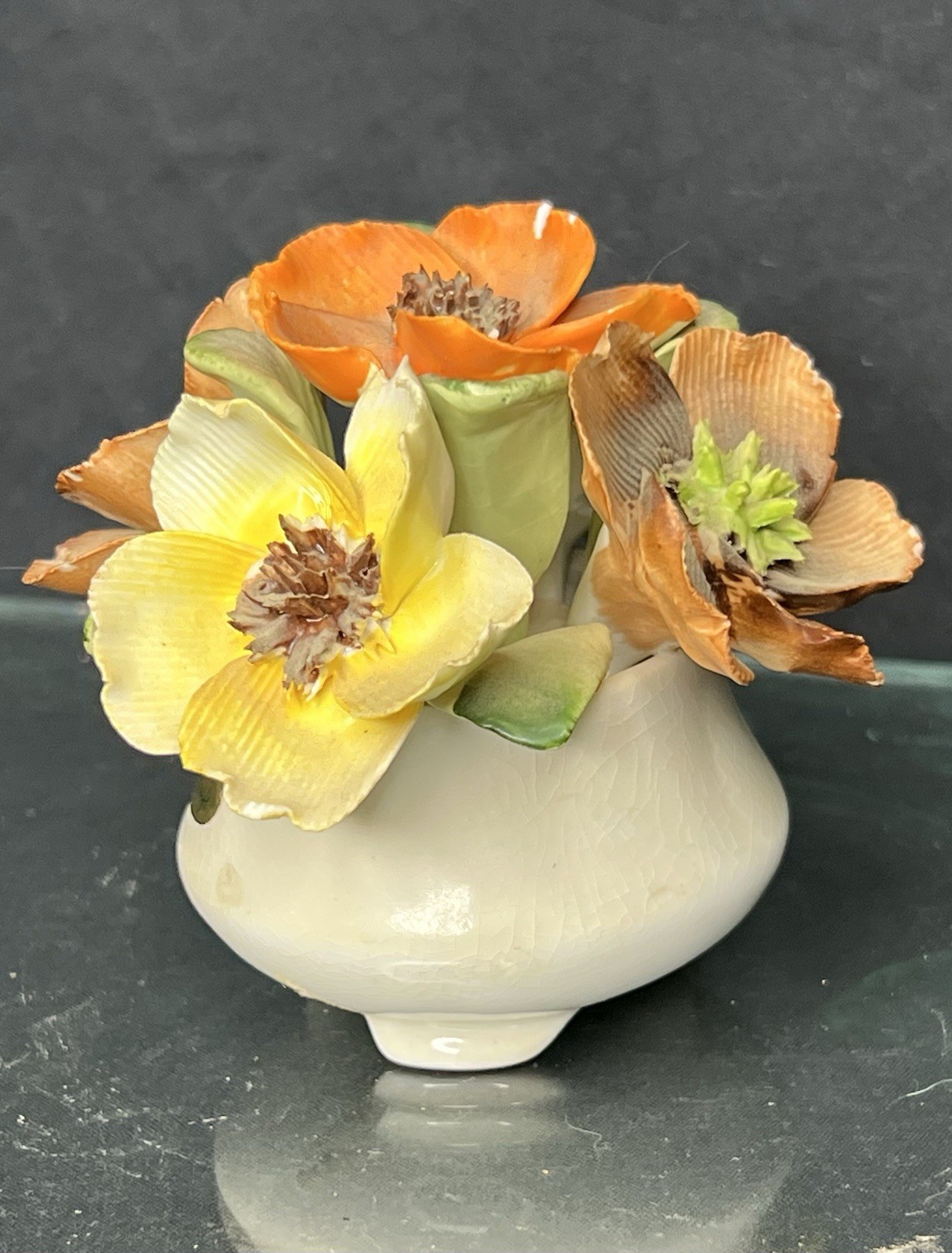 Vintage Healacraft Fine Bone China Flower Pot Bouquet Blooms Figurine England