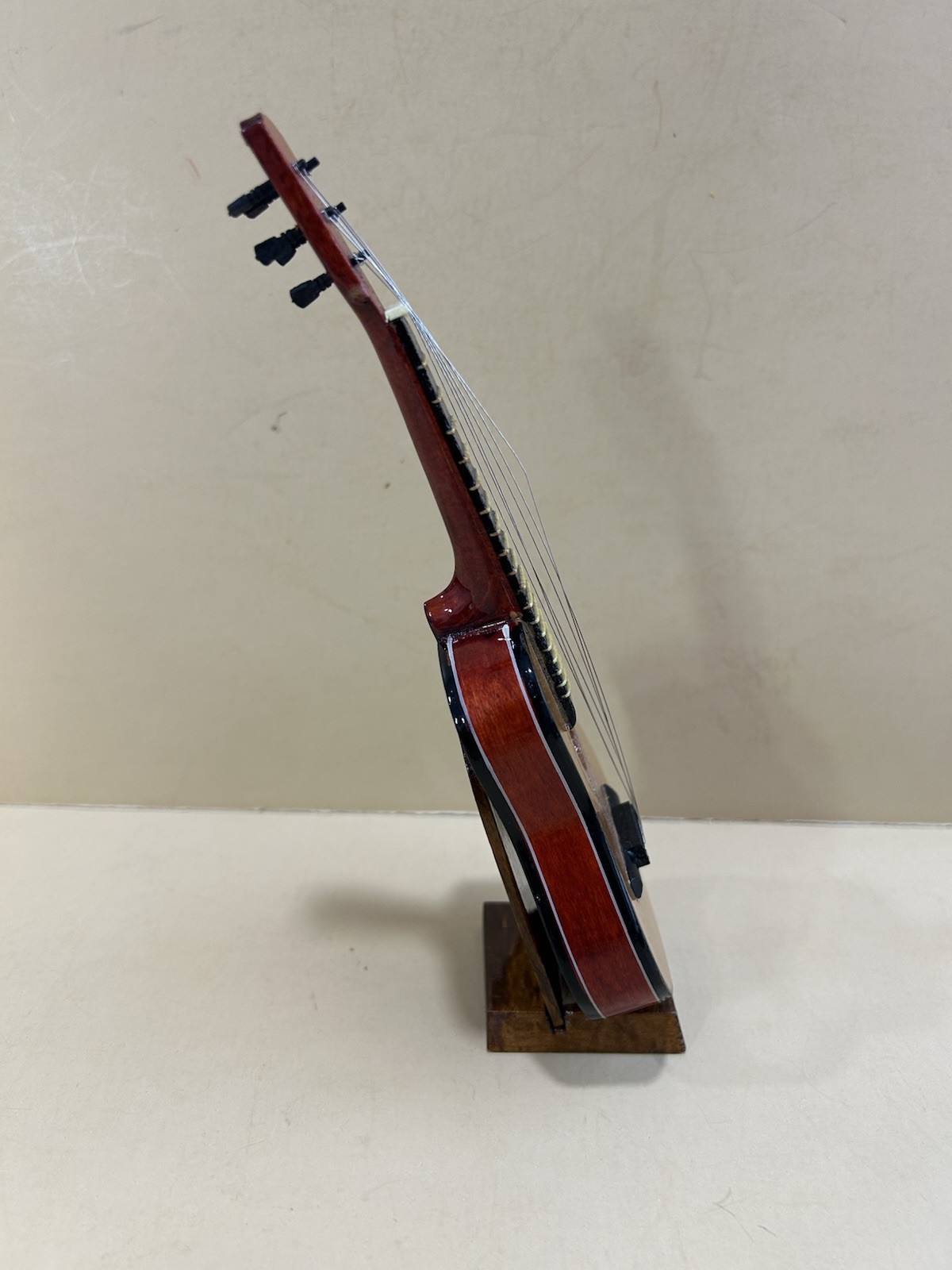 Miniature 8” Acoustic 6 String Guitar Model with Lined Case And Wood Stand