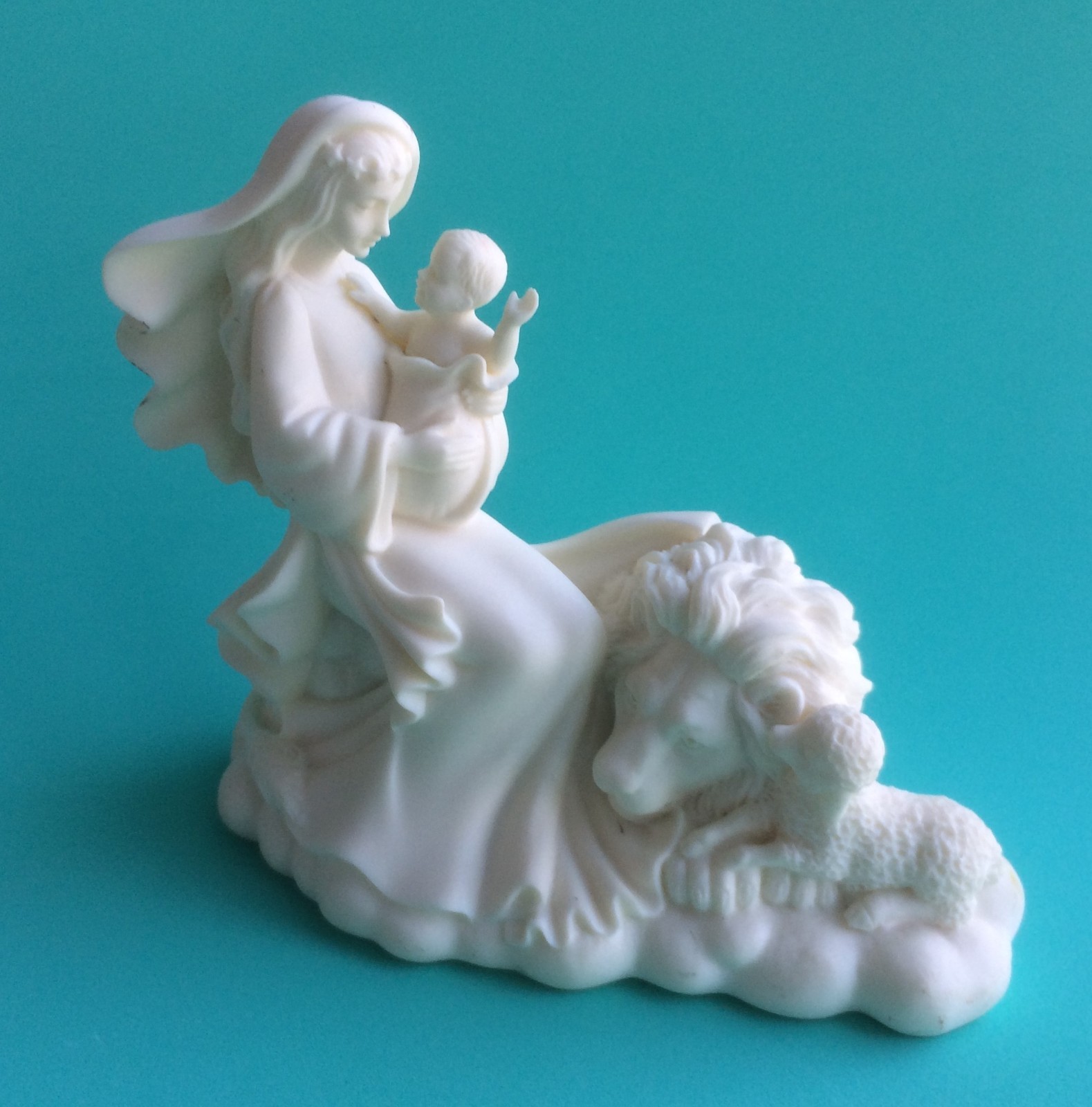 Roman Inc. Millennium Peace on Earth Mary & Baby Jesus w/ Lamb & Lion 1998