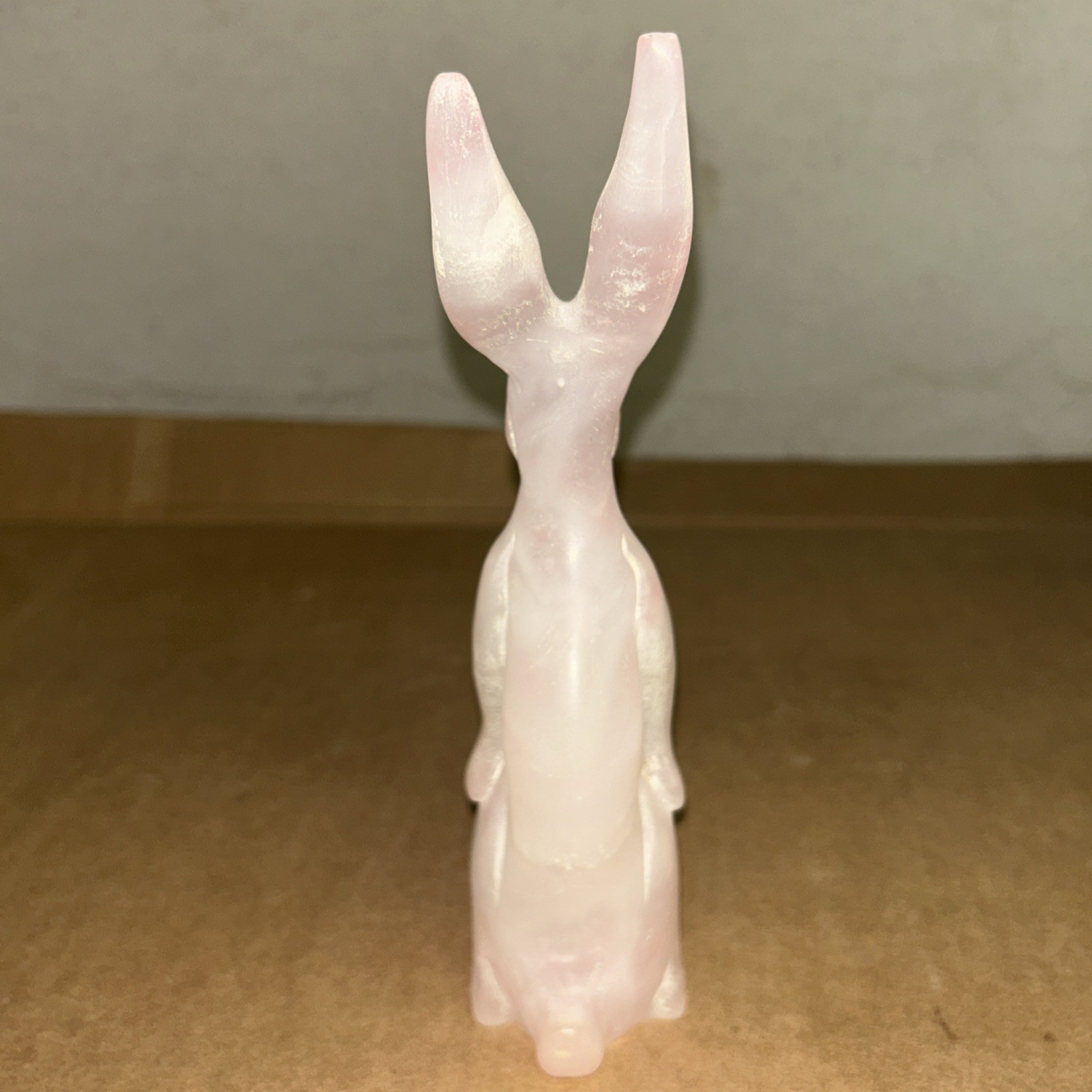 Vintage Handmade Folkart 8.5in Pink Onyx Agate Bunny Rabbit